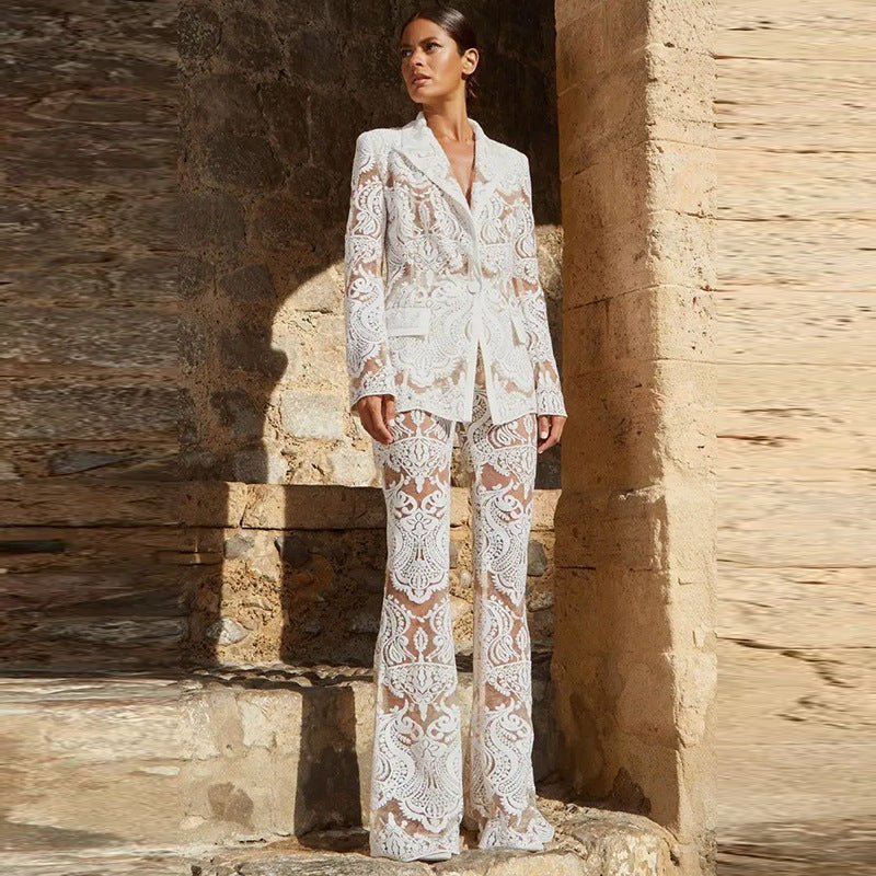 Women’s Two-Piece Set With Blazer And Trousers | Sequin Detail Chic For Evening Wear And Formal Events - Nalani - Fashion Clothing and Decor