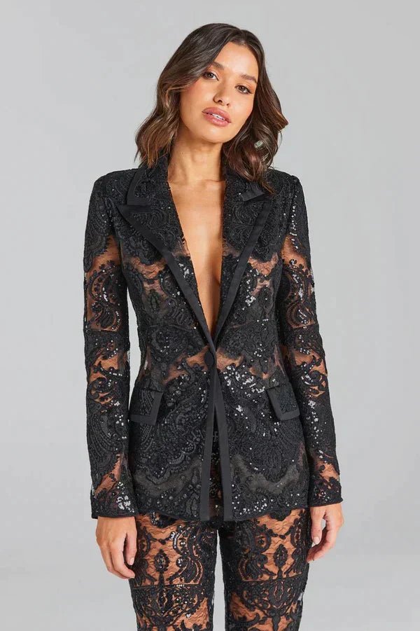 Women’s Two-Piece Set With Blazer And Trousers | Sequin Detail Chic For Evening Wear And Formal Events - Nalani - Fashion Clothing and Decor