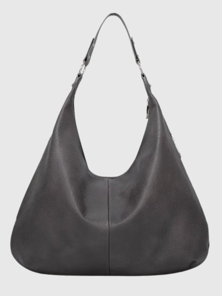 Women’s Vegan Leather Hobo Handbag - Large Shoulder Bag with Zip Pockets - Nalani - Fashion Clothing and Decor