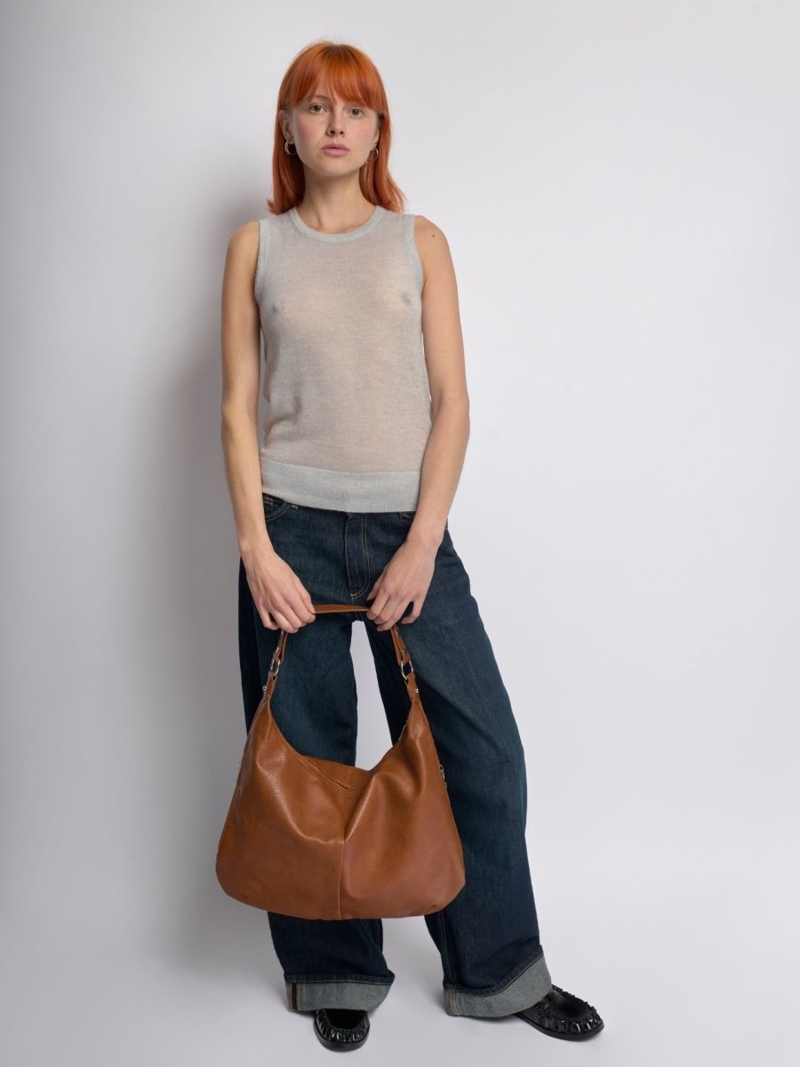 Women’s Vegan Leather Hobo Handbag - Large Shoulder Bag with Zip Pockets - Nalani - Fashion Clothing and Decor
