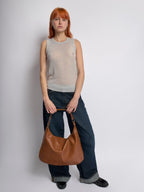 Women’s Vegan Leather Hobo Handbag - Large Shoulder Bag with Zip Pockets - Nalani - Fashion Clothing and Decor