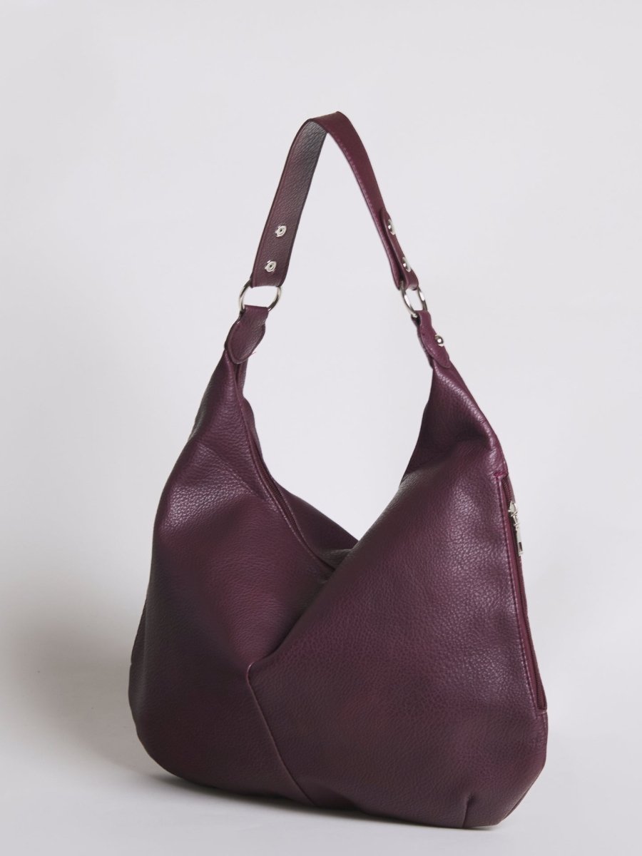 Women’s Vegan Leather Hobo Handbag - Large Shoulder Bag with Zip Pockets - Nalani - Fashion Clothing and Decor