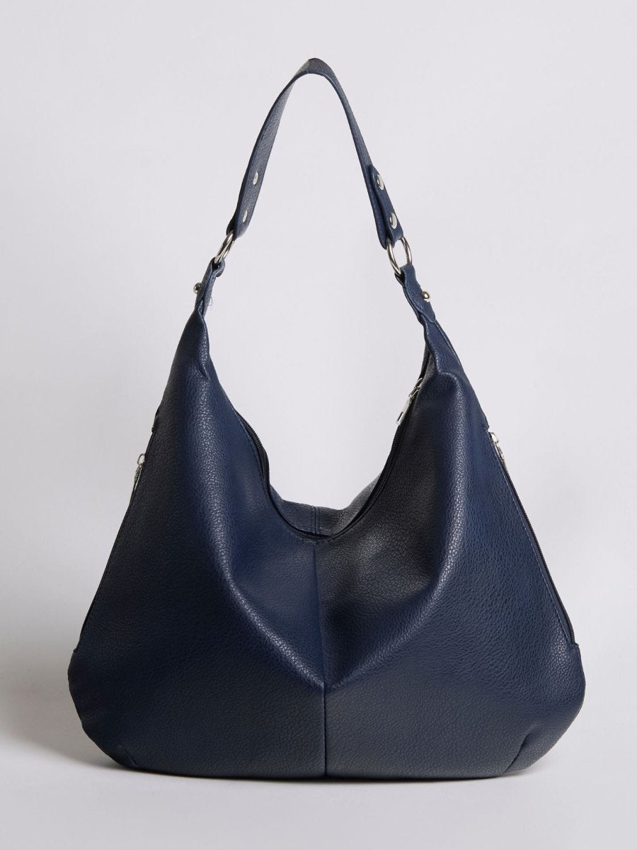 Women’s Vegan Leather Hobo Handbag - Large Shoulder Bag with Zip Pockets - Nalani - Fashion Clothing and Decor