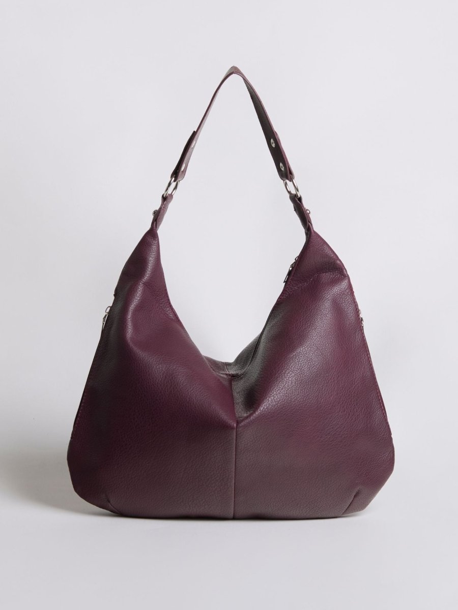 Women’s Vegan Leather Hobo Handbag - Large Shoulder Bag with Zip Pockets - Nalani - Fashion Clothing and Decor