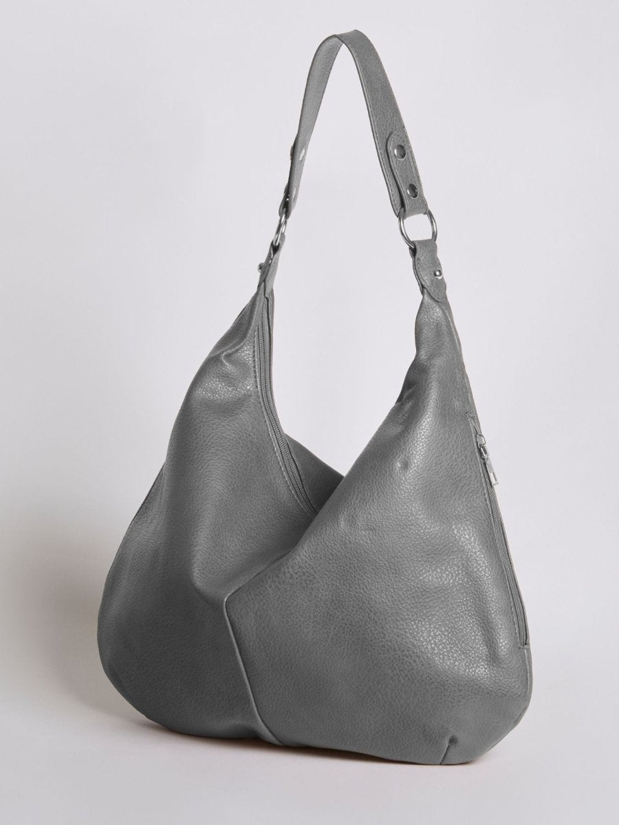 Women’s Vegan Leather Hobo Handbag - Large Shoulder Bag with Zip Pockets - Nalani - Fashion Clothing and Decor