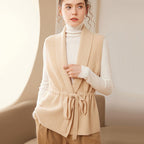 Womens Vest Blend Shawl Collar Belted Waist Layering - Nalani - UK Fashion Clothing and Decor