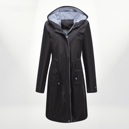 Women's waterproof over knee trench coat - Nalani - UK Fashion Clothing and Decor