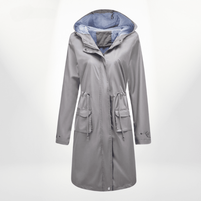 Women's waterproof over knee trench coat - Nalani - UK Fashion Clothing and Decor