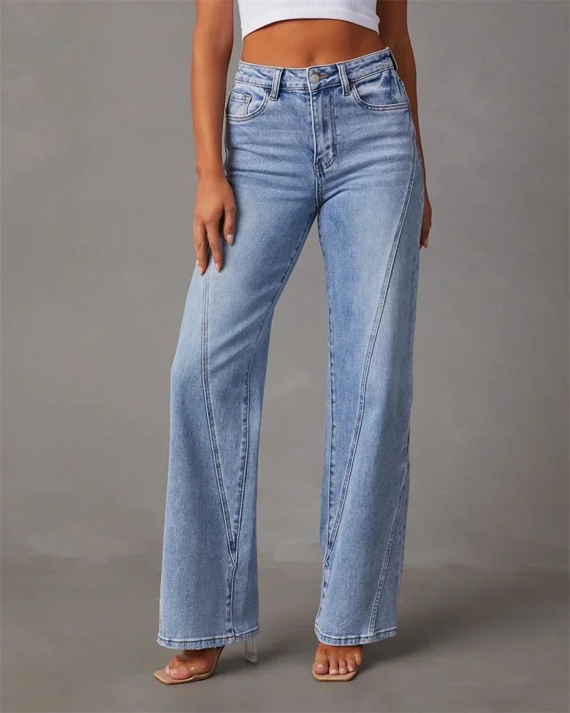 Women's Wide - Leg Jeans - High - Waisted - Relaxed Fit - Classic Five - Pocket Design - Nalani - UK Fashion Clothing and Decor