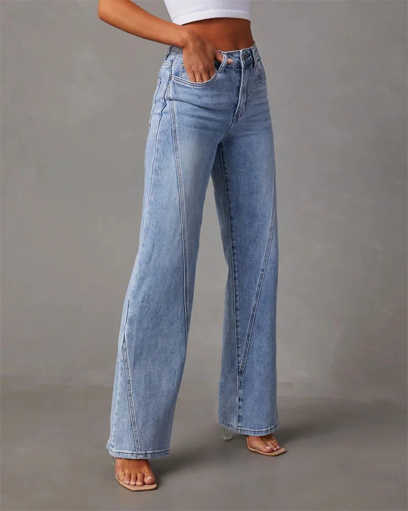 Women's Wide - Leg Jeans - High - Waisted - Relaxed Fit - Classic Five - Pocket Design - Nalani - UK Fashion Clothing and Decor