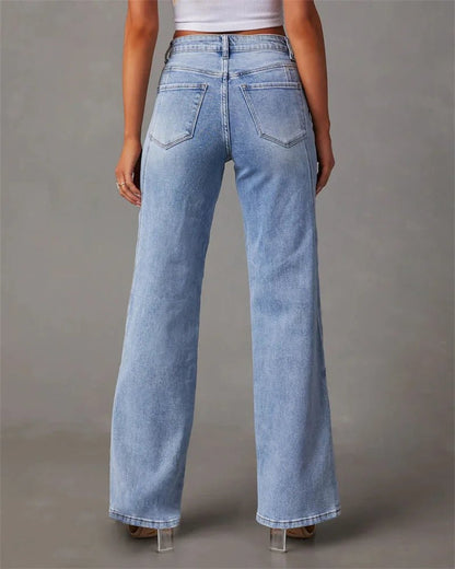 Women's Wide - Leg Jeans - High - Waisted - Relaxed Fit - Classic Five - Pocket Design - Nalani - UK Fashion Clothing and Decor