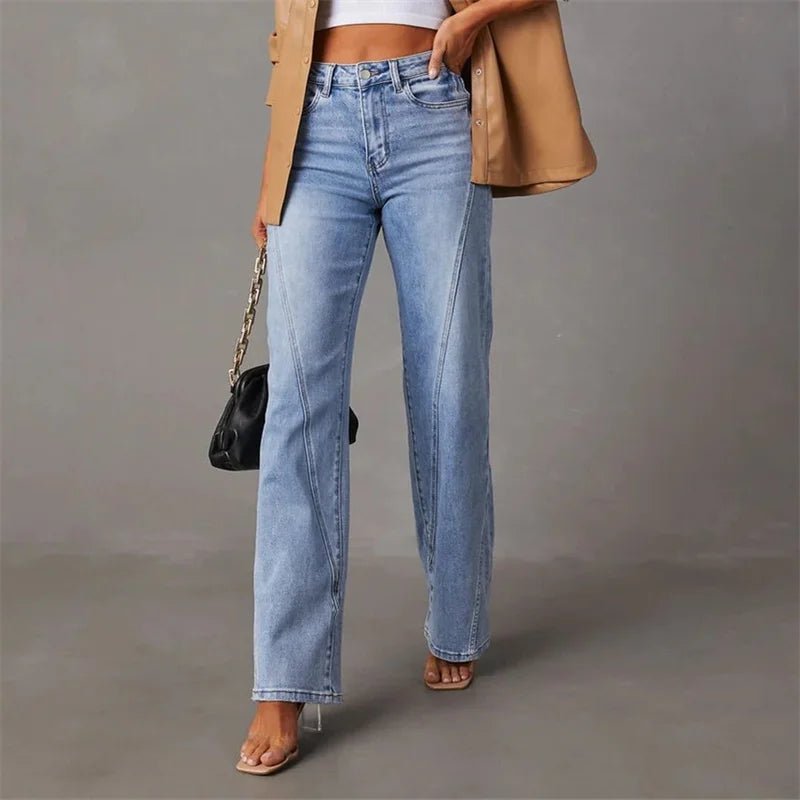 Women's Wide - Leg Jeans - High - Waisted - Relaxed Fit - Classic Five - Pocket Design - Nalani - UK Fashion Clothing and Decor