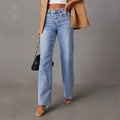 Women's Wide - Leg Jeans - High - Waisted - Relaxed Fit - Classic Five - Pocket Design - Nalani - UK Fashion Clothing and Decor