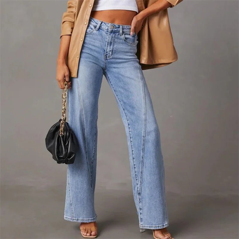 Women's Wide - Leg Jeans - High - Waisted - Relaxed Fit - Classic Five - Pocket Design - Nalani - UK Fashion Clothing and Decor