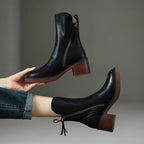 Women's Zip Up Ankle Boots With Block Heel And Side Zipper - Nalani - UK Fashion Clothing and Decor