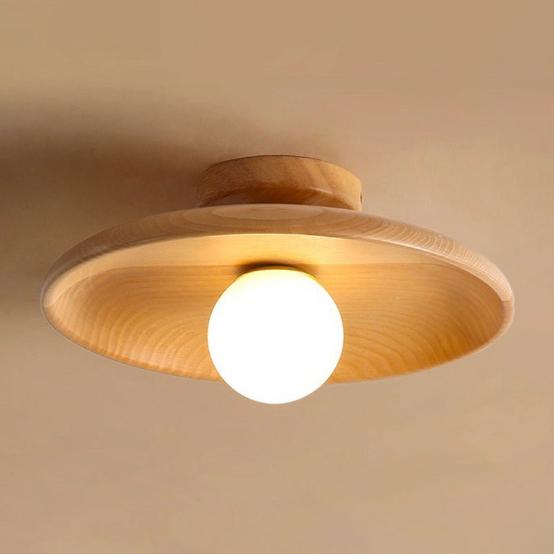 Wooden Bowl Ceiling Lamp Minimalist Semi Flush Mount Light - Nalani - UK Fashion Clothing and Decor