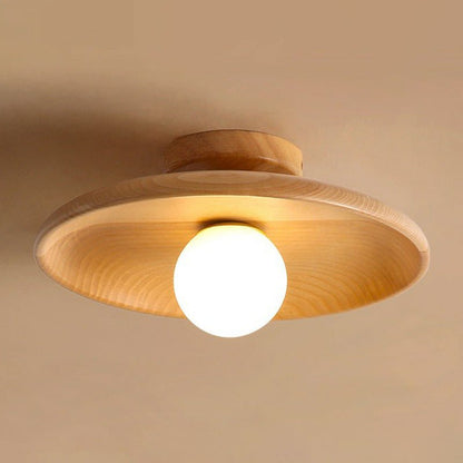 Wooden Bowl Ceiling Lamp Minimalist Semi Flush Mount Light - Nalani - UK Fashion Clothing and Decor