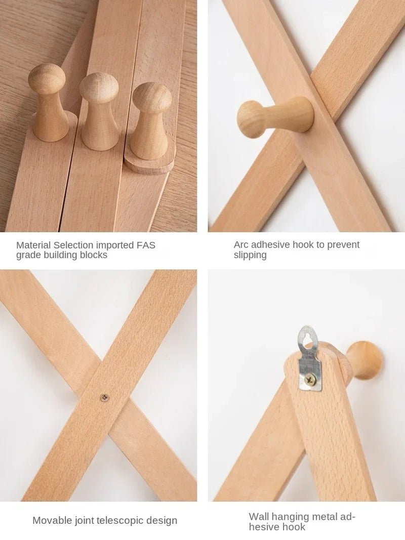 Wooden Pull - Out Clothes Hanger with Wall Hook for Coats and Hats - Nalani - UK Fashion Clothing and Decor