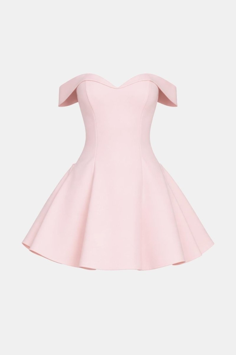 Zariyah – Off-Shoulder Sculpted Mini Dress With Flirty Fit - Nalani - Fashion Clothing and Decor