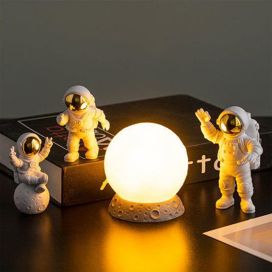 Astronaut Team and Moon Decor Set for Kids Bedroom and Playroom Warm White Moon + 3 Astronauts NALANI