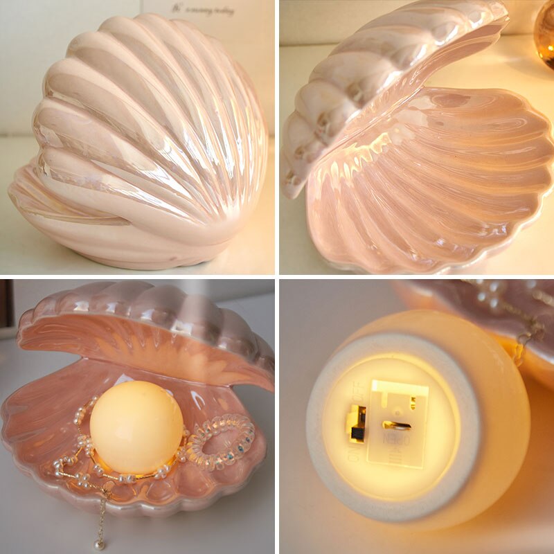 Ceramic Shell Table Lamp for Coastal Elegance and Versatile Use NALANI