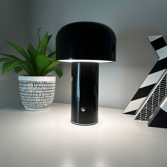 Chic Modern Wireless Mushroom Lamp for Home and Office Use Black NALANI