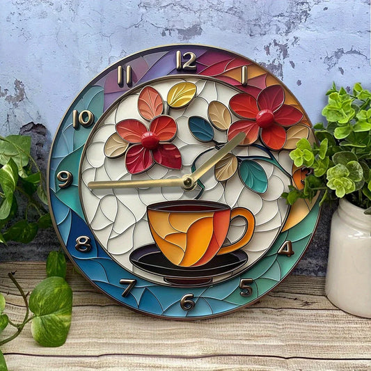 Coffee Themed Aluminum Wall Clock Decor For Kitchen NALANI