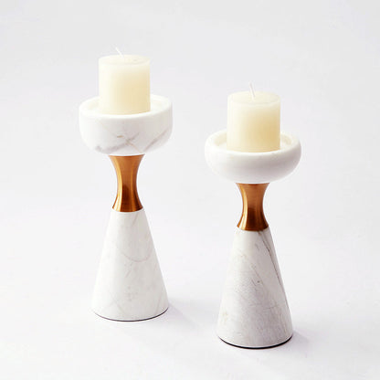Elegant White Marble Candle Holder for Stylish Home Decor NALANI