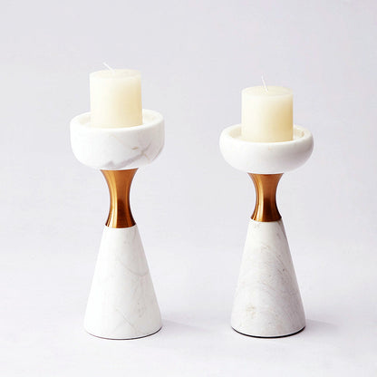 Elegant White Marble Candle Holder for Stylish Home Decor NALANI