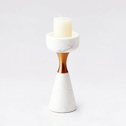 Elegant White Marble Candle Holder for Stylish Home Decor Big NALANI