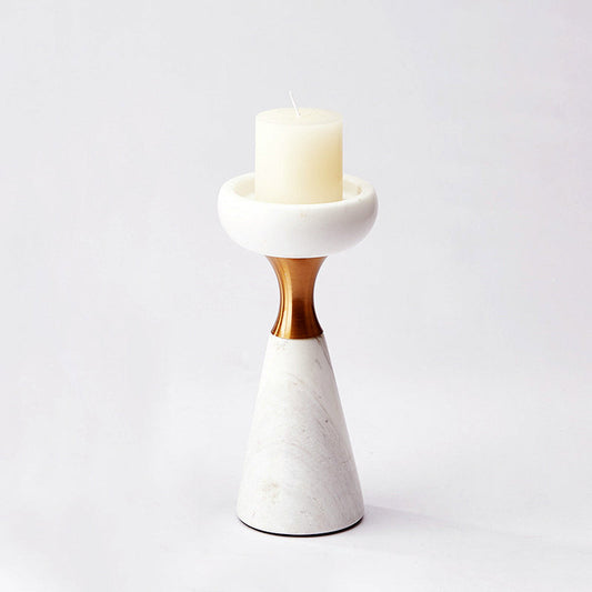 Elegant White Marble Candle Holder for Stylish Home Decor Small NALANI