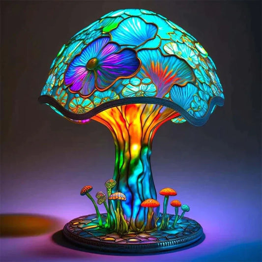 Enchanting Stained Glass Lamp For Calming Bedroom Glow Lotus Flower NALANI