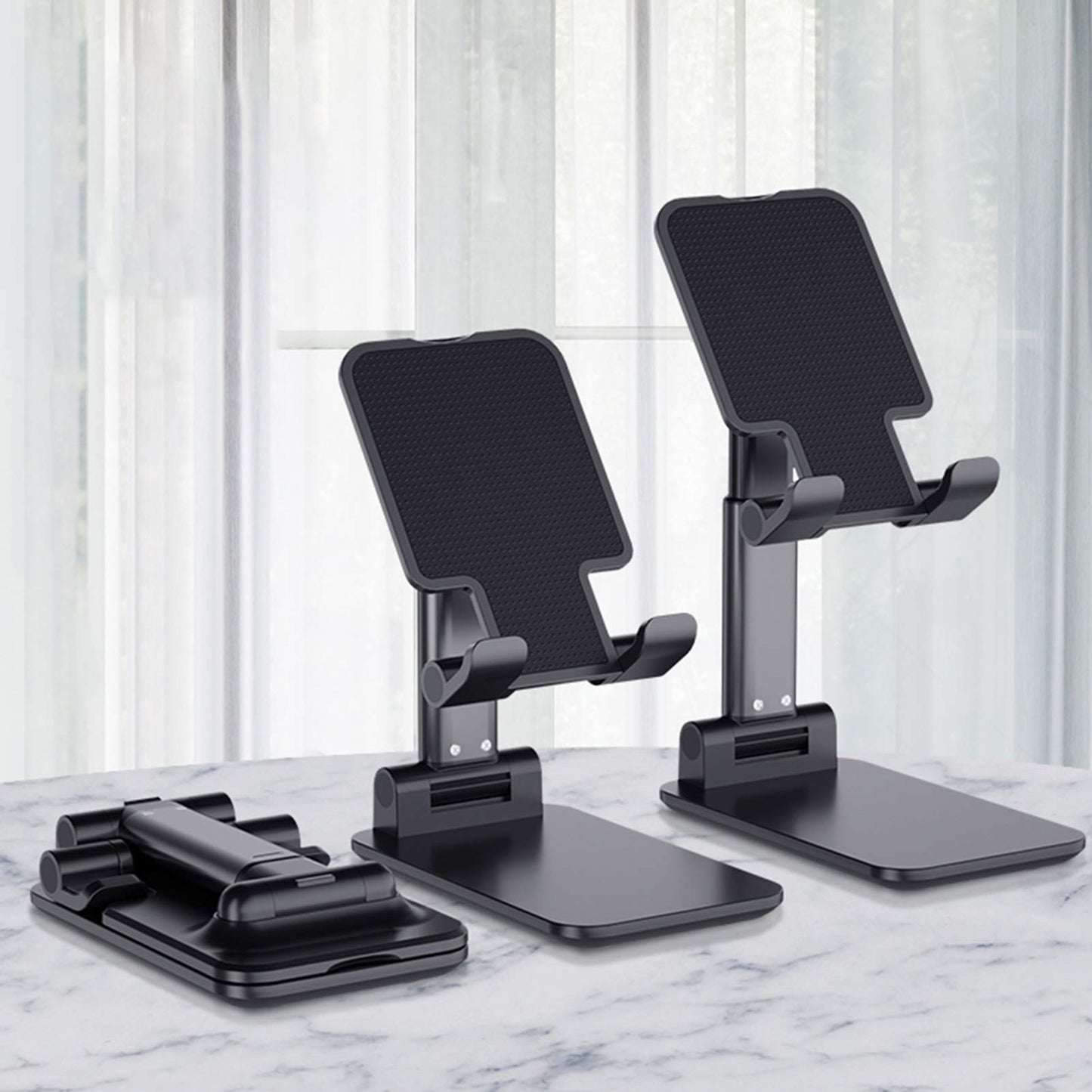 Foldable Adjustable Phone Stand With Charging Port Portable Black NALANI
