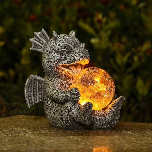 Garden statue - Draconis - Solar Lighting - Resin Dragon Statue lamp Baby dragon NALANI