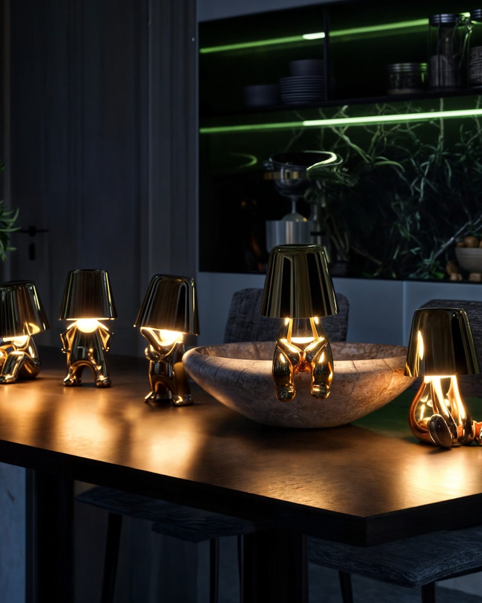 Golden USB rechargeable table lamp with dimmer function 1800mAh NALANI