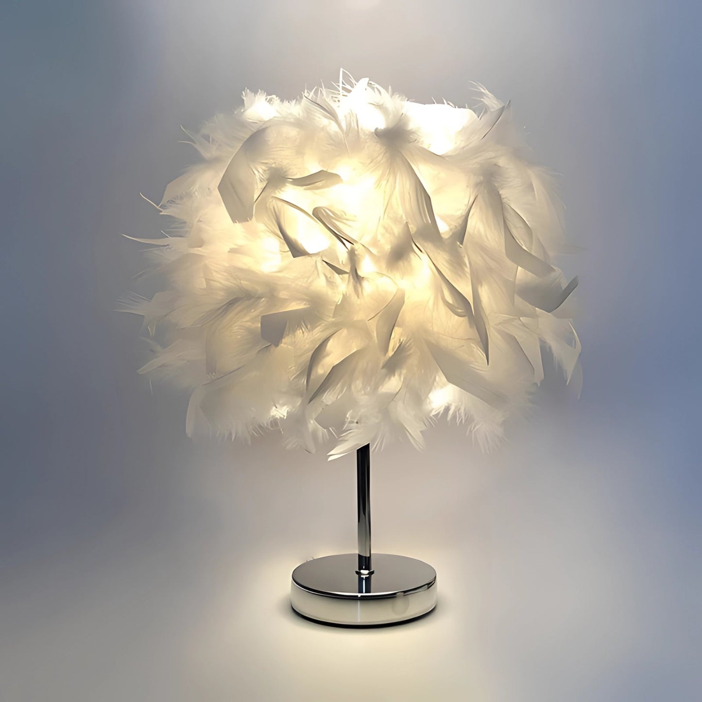 Luxurious Feather Table Lamp - Modern Decorative Soft Light Chrome NALANI