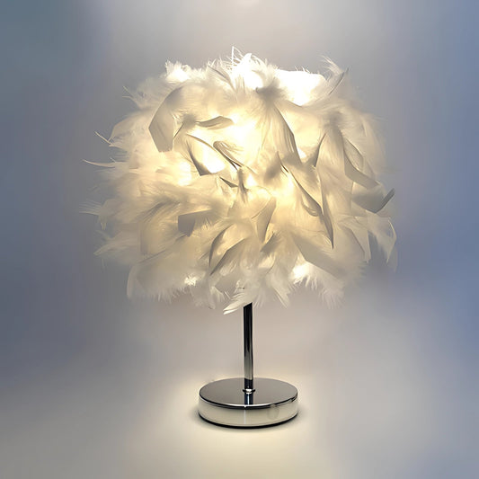 Luxurious Feather Table Lamp - Modern Decorative Soft Light Chrome NALANI
