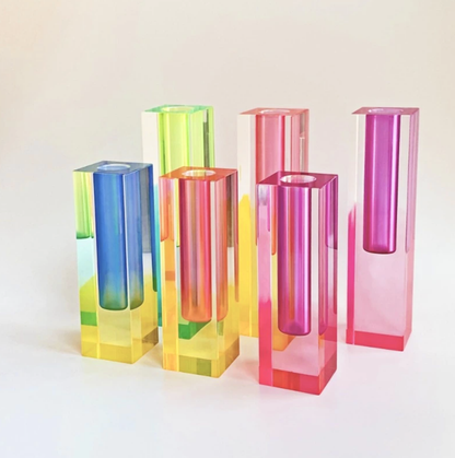 Modern Acrylic Prism Vase and Desk Organizer in Rainbow Colors NALANI