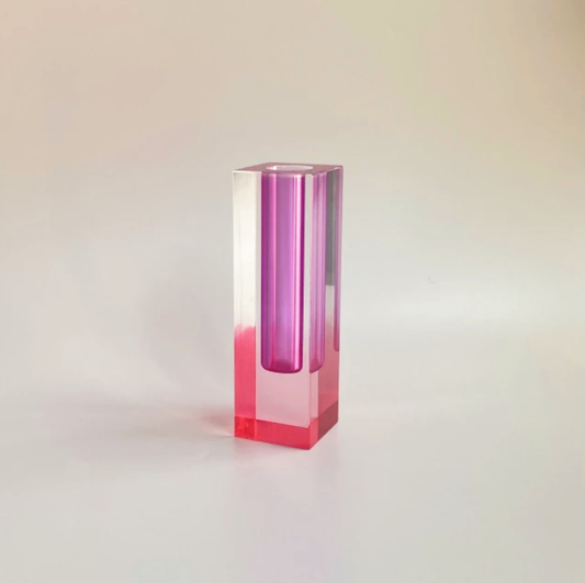 Modern Acrylic Prism Vase and Desk Organizer in Rainbow Colors Fuchsia Pink Short NALANI
