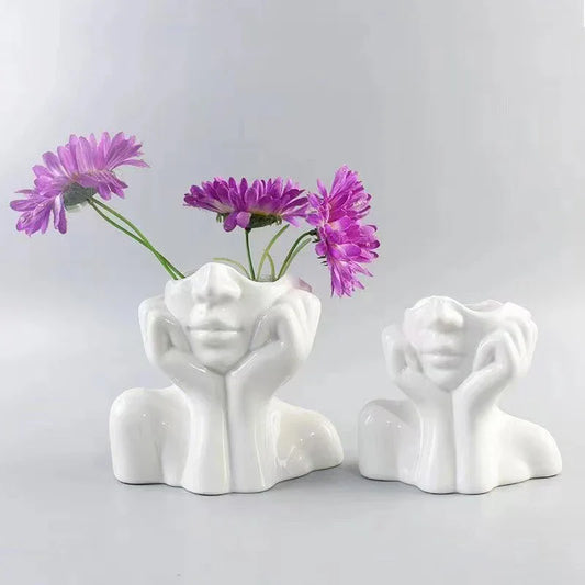 Modern Female Head Vase for Contemporary Home Decor Statement Piece NALANI