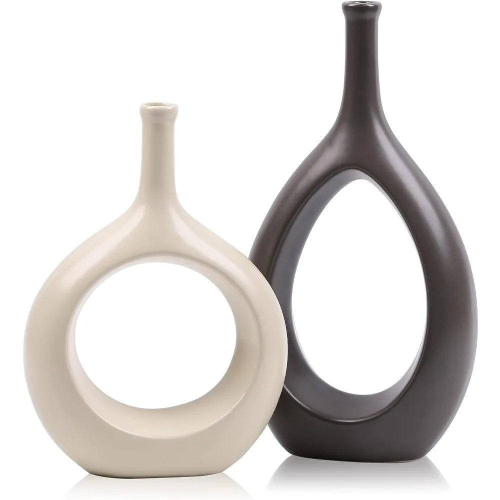Modern Hollow Ellipse Vase for Stylish Home Decor and Flower Display Type C NALANI