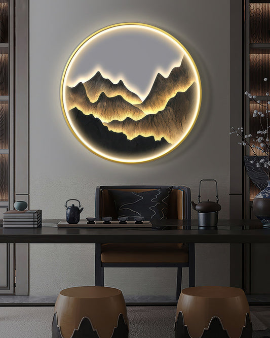 Modern Luxe Mountain Refuge Silhouette Circle Decor NALANI
