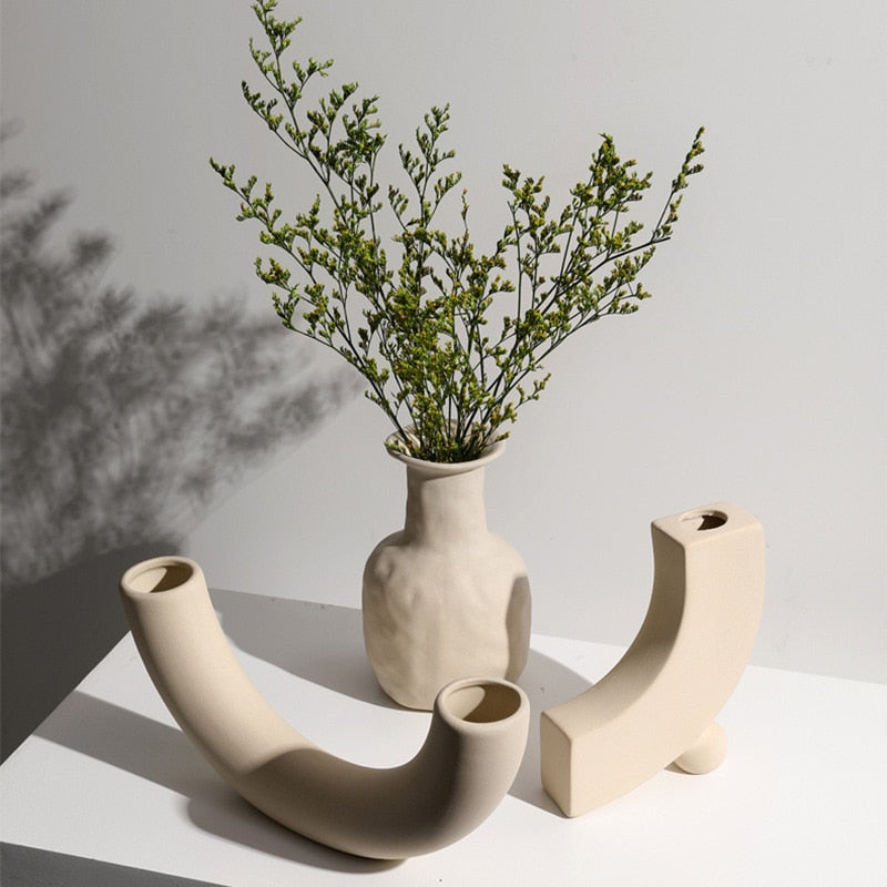 Modern Minimalist Ceramic Vases and Candle Holders for Stylish Decor NALANI