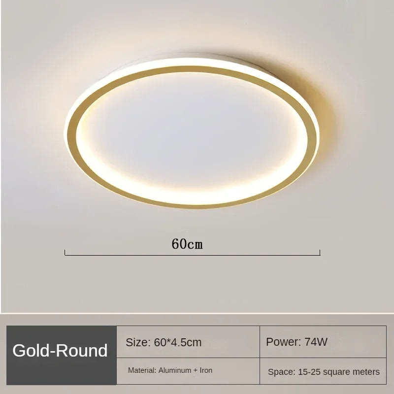 Modern Scandinavian LED Ceiling Light Dimmable for Home Decor 60cm Gold NaLani