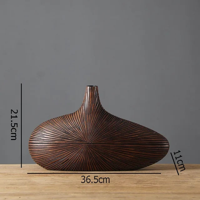 Modern Wooden Vase for Stylish Home Décor and Flower Display Dark wood Small NALANI