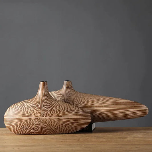 Modern Wooden Vase for Stylish Home Décor and Flower Display NALANI