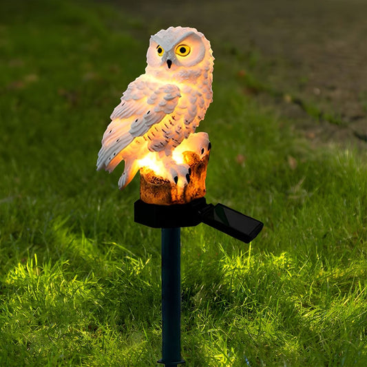 Owl Shaped Solar Garden Light With Decorative Pole Outdoor White NALANI