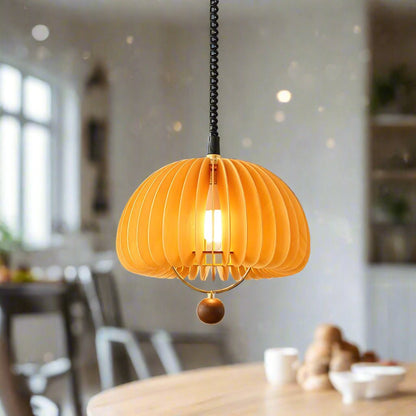 Pumpkin Adjustable Pendant Lamp For Nature Inspired Lighting Orange Día 17.7″ x H 17.7″ NALANI
