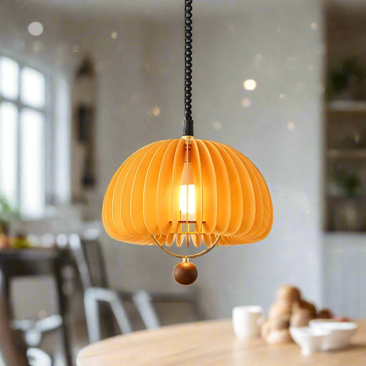 Pumpkin Adjustable Pendant Lamp For Nature Inspired Lighting Orange Día 17.7″ x H 17.7″ NALANI