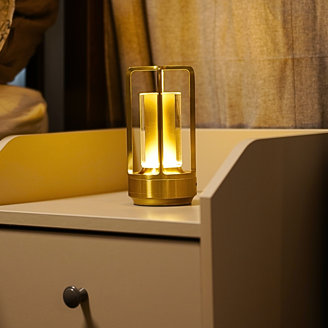 Navetti | Crystal Lantern - Wireless Crystal Lantern with 3 Light Modes Gold NALANI